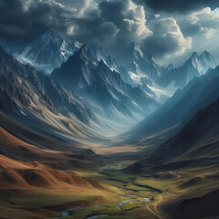 Fototapeta premium mountain peaks mountains gorges cloudy sky