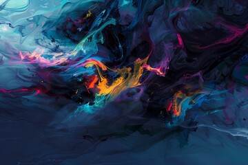 Abstract paintings that utilize AI algorithms to suggest composition and color, blending traditional brushwork with digital enhancements