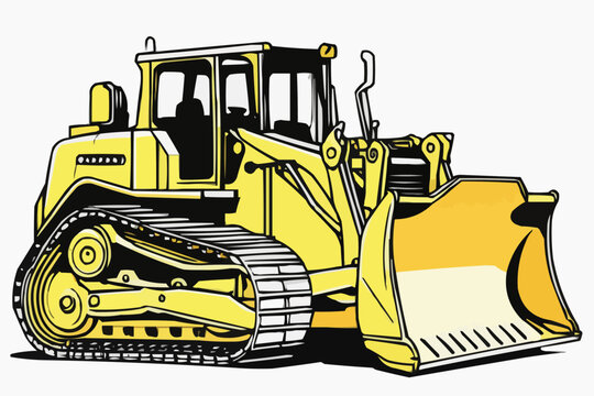 yellow bulldozer construction equipment on white clip art preview