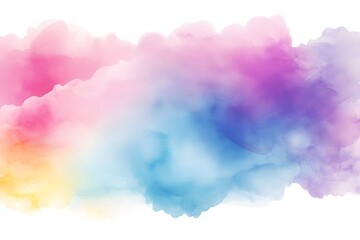 Colorful pastel watercolor cloud, soft and smooth colors blending together, white background, vector illustration style, flat design, high resolution, no shadows on the ground, color blend from light