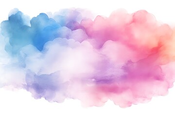 Fototapeta premium Colorful pastel watercolor cloud, soft and smooth colors blending together, white background, vector illustration style, flat design, high resolution, no shadows on the ground, color blend from light