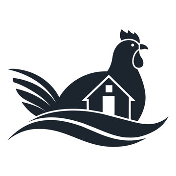 poultry farms rooster logo vector art illustration -on white background
