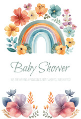 Baby shower posters set. Vector invitation with cute kids illustration. Baby arrival and shower collection with lettering.