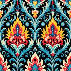 Uzbek Adras Ikat vivid animal motif, symmetrical patterns, handwoven craftsmanship, traditional motifs, cultural heritage, high resolution, intricate detail