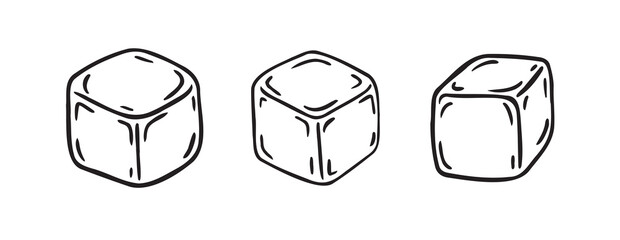 Ice cube doodle icon single isolated sign Icy cube symbol Hand drawn sketch