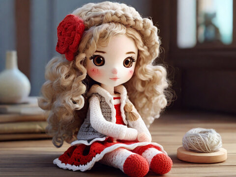 Girl doll with brond hair 