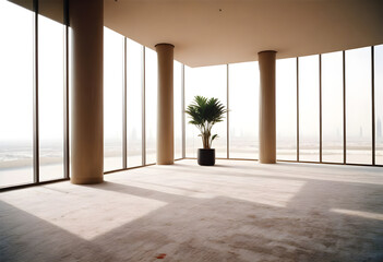 Obraz premium An empty loft livingroom penthouse NY,Madrid,London for Augmented reality mockup pattern frame