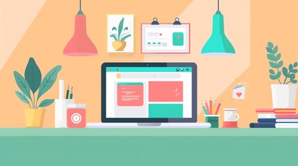 Laptop displaying a crowdfunding platform, in a creative workspace