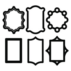 Set of Solid black frame icon, framework vector, framing design