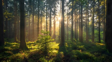 Obraz premium tree forest at morning