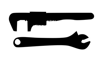 silhouette of adjustable wrench spanner