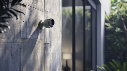 CCTV cameras attached to concrete wall of building house. Office security equipment.