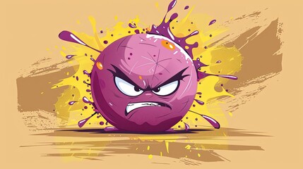 cartoon illustration of an angry ball with purple skin