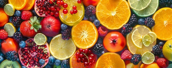 High-angle view of a vibrant fruit platter