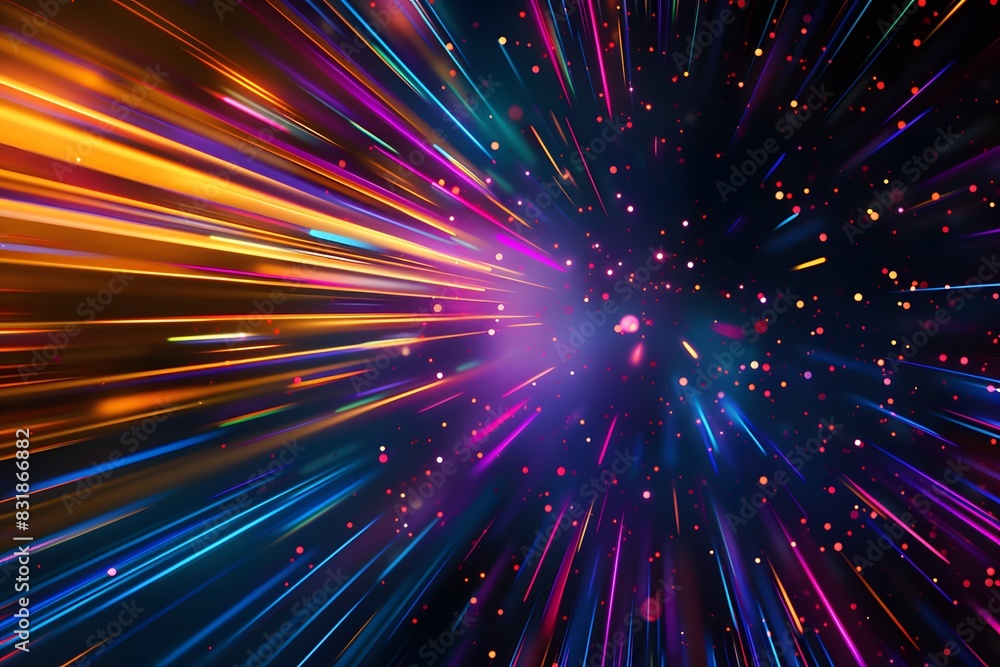 Aufkleber a colorful and dynamic neon background with streaks of light in various colors, representing speed o