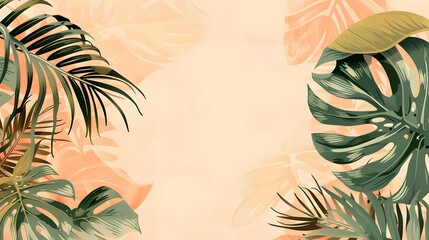 Modern tropical background. Jungle plants nature backdrop. Summer palm leaves wallpaper.