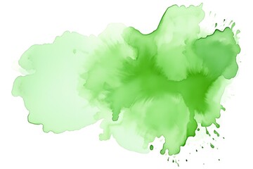 Watercolor green ink splash vector isolated on white background, green watercolour blob, clip art graphics, clipart, white background, green color, green color only, solid shape
