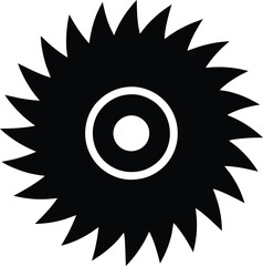 Circular saw blade vector icon isolated on white background. Simple black shape illustration of rotating saw blade.