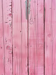 A close-up shot of a pink wooden fence with intricate details and texture