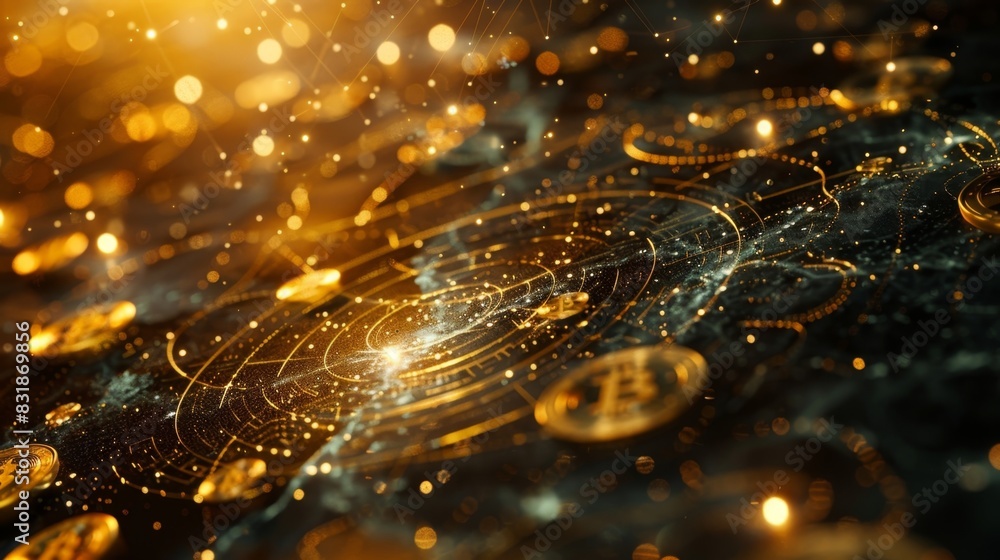 Poster the explorers marvel at the vastness of the crypto space navigating through a network of interconnec