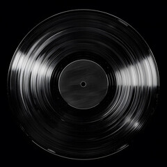 A close-up of an old, scratched vinyl record with a worn label, displayed against a dark black background