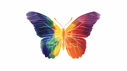 Colorful butterfly on white background, pride month