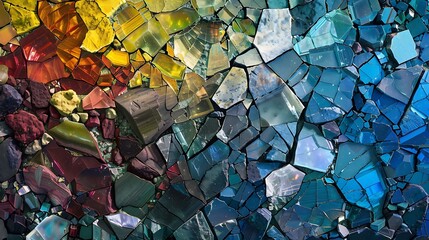 A fractured mosaic of gemstone colors, as if the Eartha??s crust revealed its hidden treasures