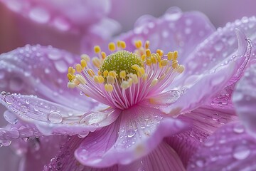 Pink flower with water droplets