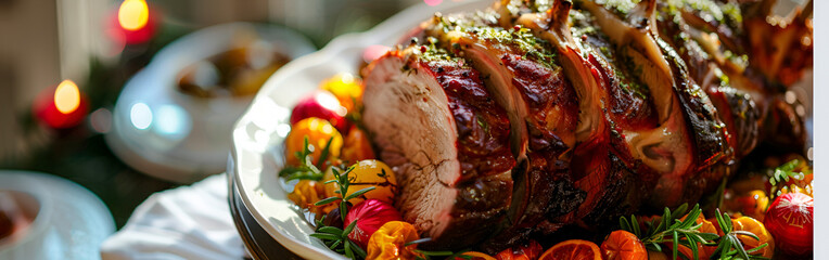 meat in the plate and looking so yummy with bokeh background