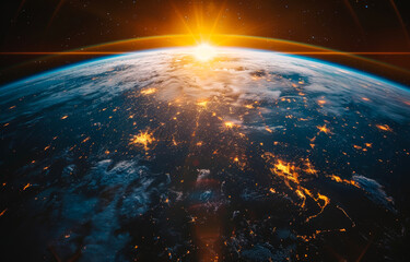 Obraz premium Earth from space at night. Planet Earth