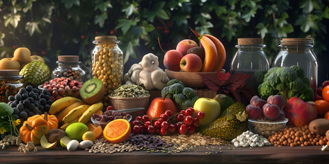Fruits and vegetables on the table 