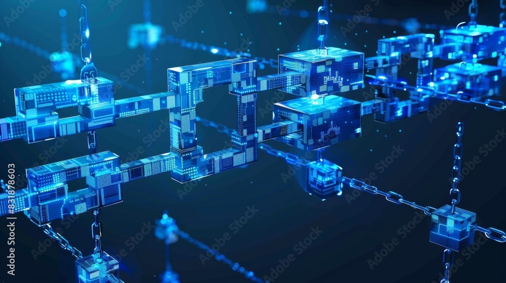 Aufkleber the seamless flow of goods and services facilitated by blockchain in the global supply chain illustr