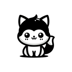 Obraz premium Cat cute logo design inspiration, Black cat logo illustration