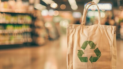 Reusable eco friendly shopping bag represents the sustainable lifestyle concept