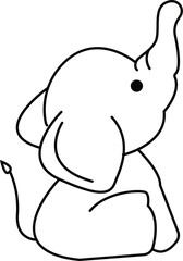 elephant Line drawing outline icon illustration isolated vector sign symbol. logo kids elephant 