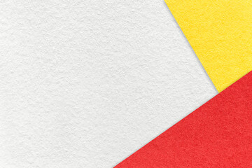 Texture of craft white color paper background with red and yellow border. Vintage abstract...