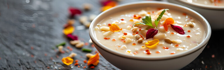 a bowl of sweet dish on wooden table and looking so yummy