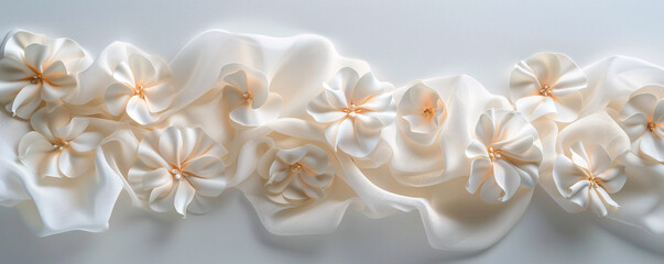 Soft floral shadows and delicate folds on a textured cloth, ideal for elegant wedding designs and invitations