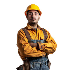 Construction Worker Portrait Isolated on Transparent background