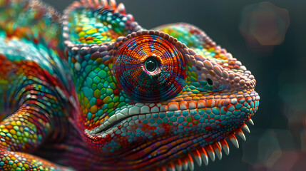 Fototapeta premium Chameleon colorful skin