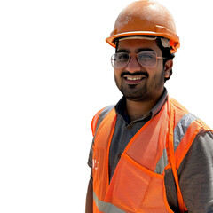 Construction Worker Portrait Isolated on Transparent background