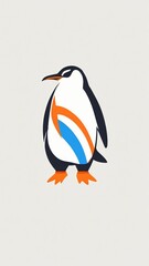 Vector icon penguin with ice cream