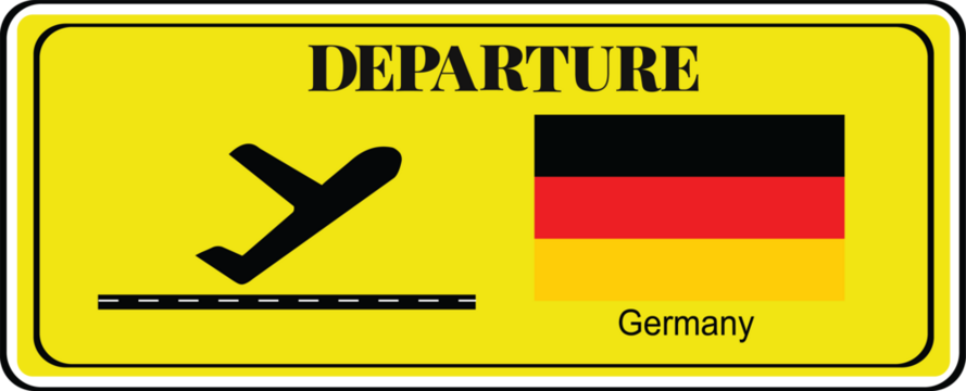 Departure signboard, destination sign, Germany flag