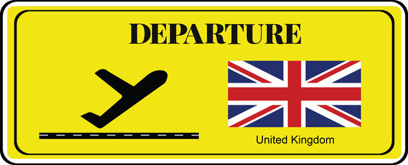 Departure signboard, destination sign, United States flag
