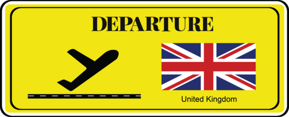Departure signboard, destination sign, United States flag
