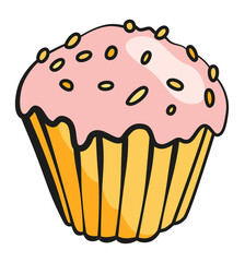 Object for cartoon sensory organ tongue icon. Human senses education concept - cake. illustration isolated on white background