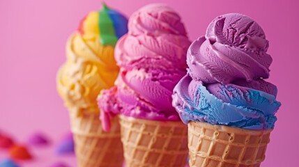 Rainbow Pride Month Ice Cream Cones: Colorful Creations with Unique Flavors