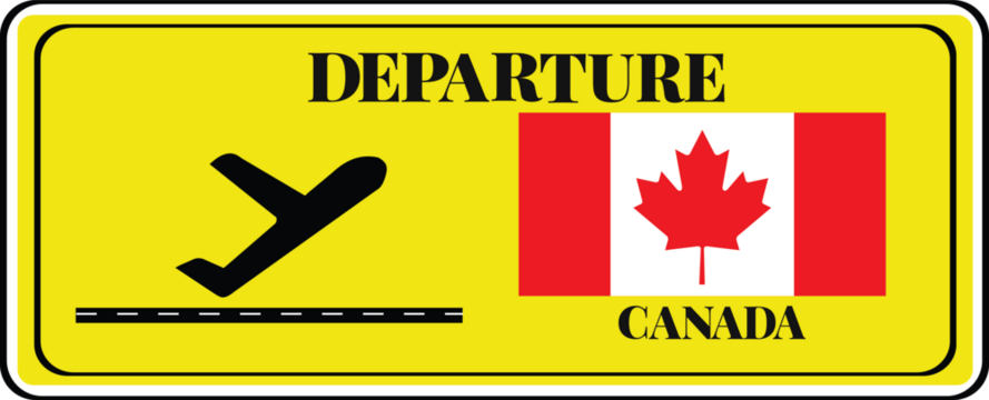 Departure signboard, destination sign,  Canada flag