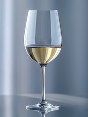 Fototapeta premium A glass of white wine on a reflective surface.