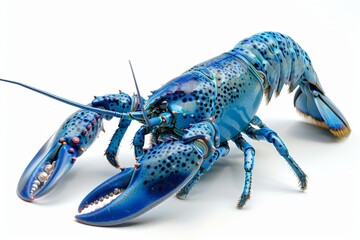 A rare blue lobster isolated on white background